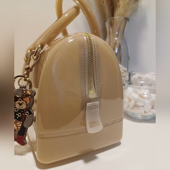 Furla Beige Glossy Rubber Mini Candy Satchel - Picture 13 of 16
